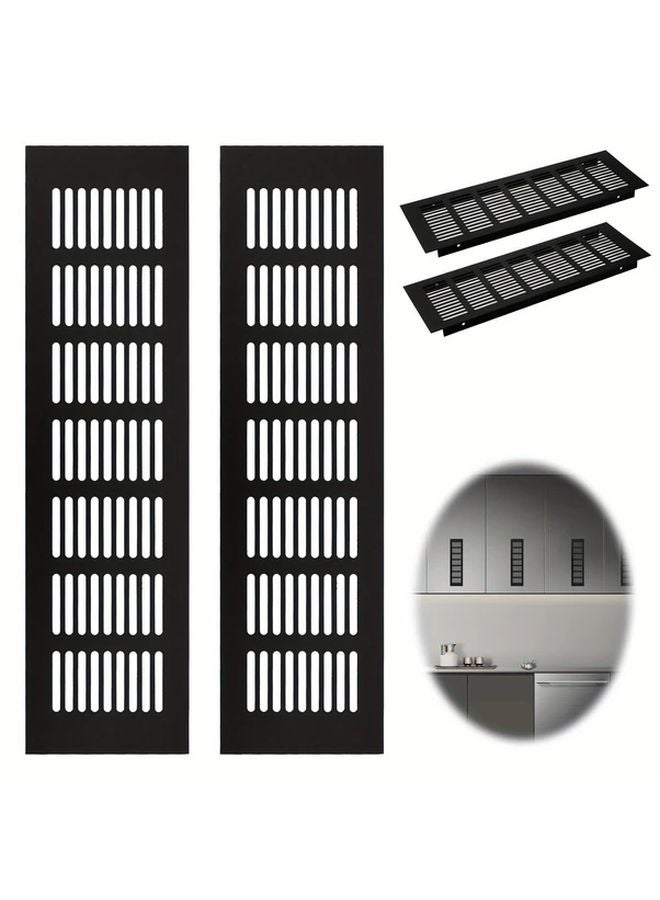 White 2pcs Aluminum Alloy Rectangular Ventilation Grille for Cabinet Wardrobe - Image 3