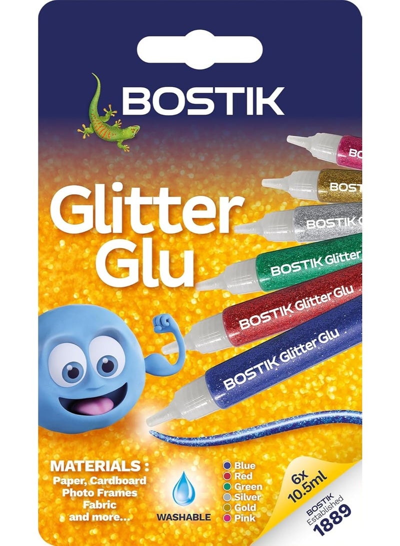 Bostik Multicolor Glitter Glue Pen Set 6 x 10.5 ML - Image 1