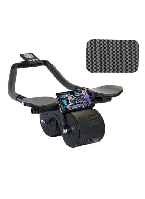 Ab Roller Wheel,Ab Exercise Equipment,Automatic rebound belly wheel with timer,Ab Workout Machine For core strength exercises（Black)