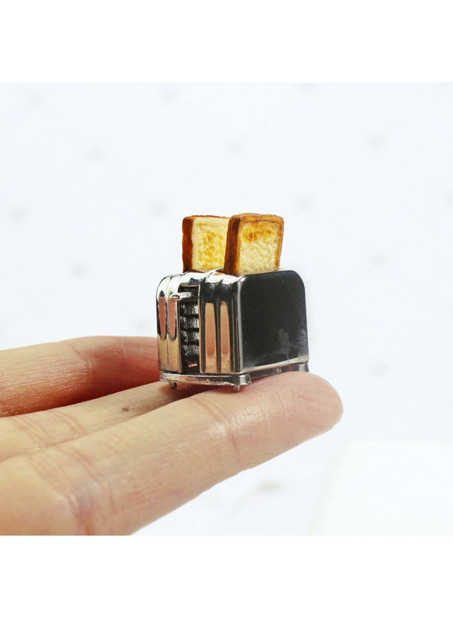 Miniature Toy 1:12 Dollhouse Accessories Ob11 Kitchen Scene Decoration Model Simulation Mini Bread Maker D352-Color:A- Silver Bottom  - Image 5