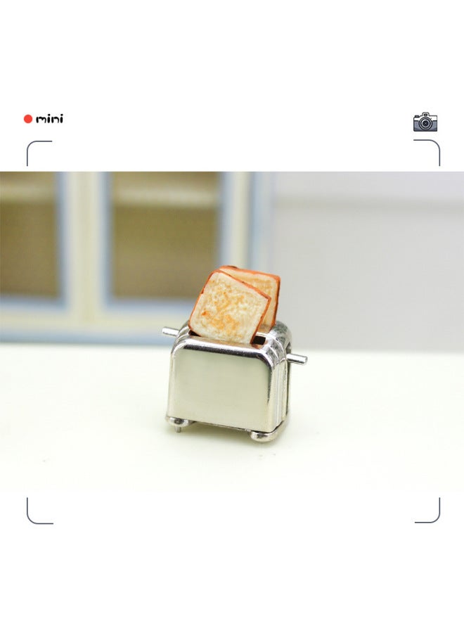 Miniature Toy 1:12 Dollhouse Accessories Ob11 Kitchen Scene Decoration Model Simulation Mini Bread Maker D352-Color:A- Silver Bottom  - Image 1