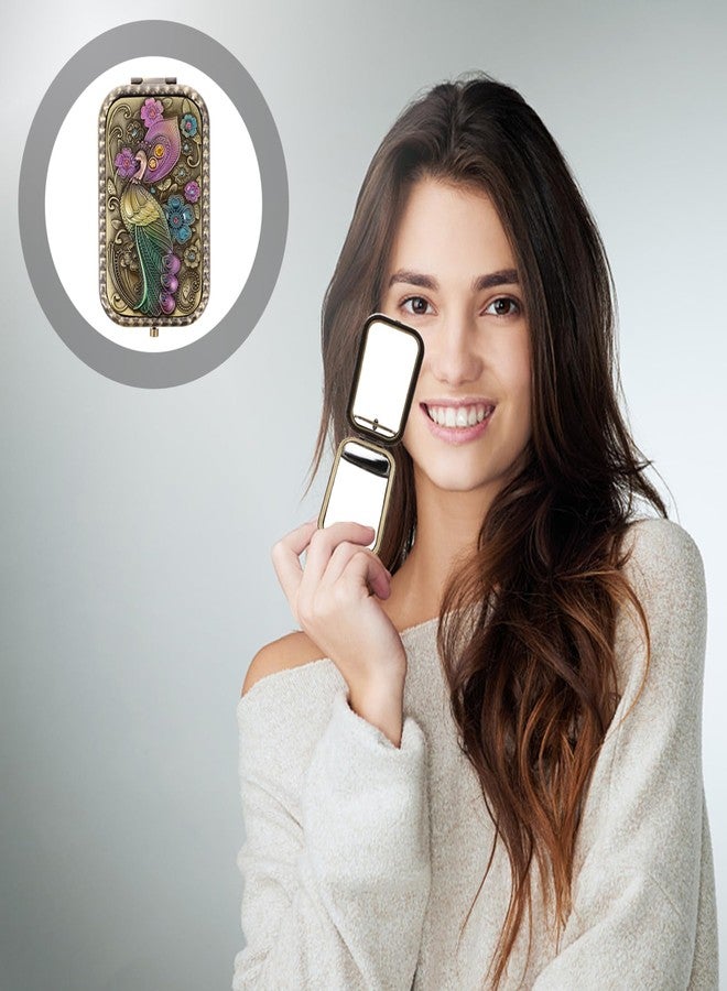 Beaupretty Vintage Compact Mirror Doubles Sided Peacock Design Purse Vintage Mirrors for Makeup and Travel - Image 3