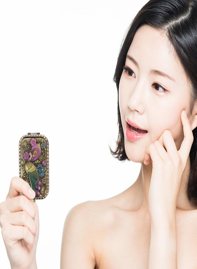 Beaupretty Vintage Compact Mirror Doubles Sided Peacock Design Purse Vintage Mirrors for Makeup and Travel - Image 5