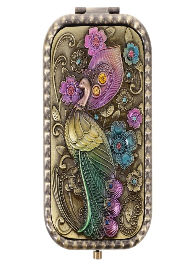 Beaupretty Vintage Compact Mirror Doubles Sided Peacock Design Purse Vintage Mirrors for Makeup and Travel - Image 1