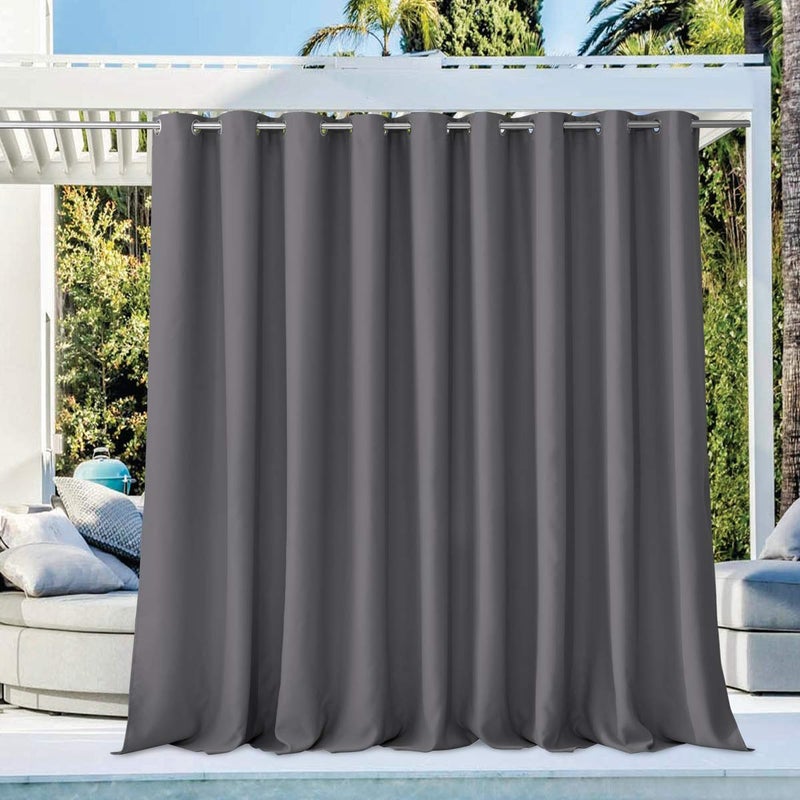 NICETOWN NICETOWN Outdoor Curtain for Patio Waterproof Extra Wide 140 W Grommet Vertical Blinds Thermal Insulated Blackout Divider Drape for CabanaPorchOutdoor Wedding Grey 1 Panel 95 Long 