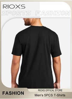 RIOXS 5 Pack T-Shirt For Men, Quick Dry Sports Tee Shirt, Men's Crew Neck T-Shirts Summer Basic Tops, Quick Dry Wicking T Shirts, Athletic Running Gym Workout Short Sleeve Tee Tops Bulk, Sports Casual Undershirt  - Image 3