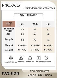 RIOXS 5 Pack T-Shirt For Men, Quick Dry Sports Tee Shirt, Men's Crew Neck T-Shirts Summer Basic Tops, Quick Dry Wicking T Shirts, Athletic Running Gym Workout Short Sleeve Tee Tops Bulk, Sports Casual Undershirt  - Image 5