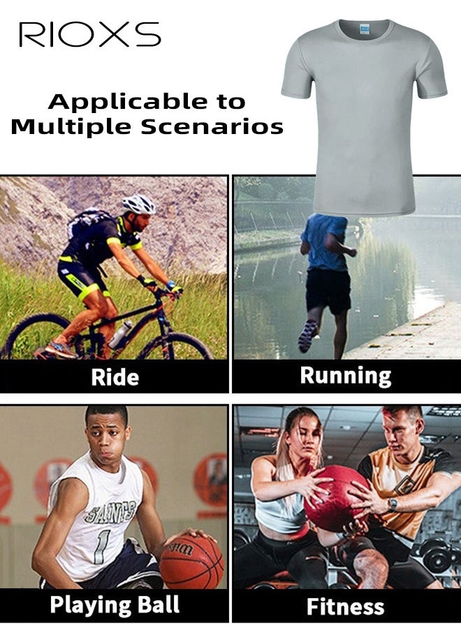 RIOXS 5 Pack T-Shirt For Men, Quick Dry Sports Tee Shirt, Men's Crew Neck T-Shirts Summer Basic Tops, Quick Dry Wicking T Shirts, Athletic Running Gym Workout Short Sleeve Tee Tops Bulk, Sports Casual Undershirt  - Image 4