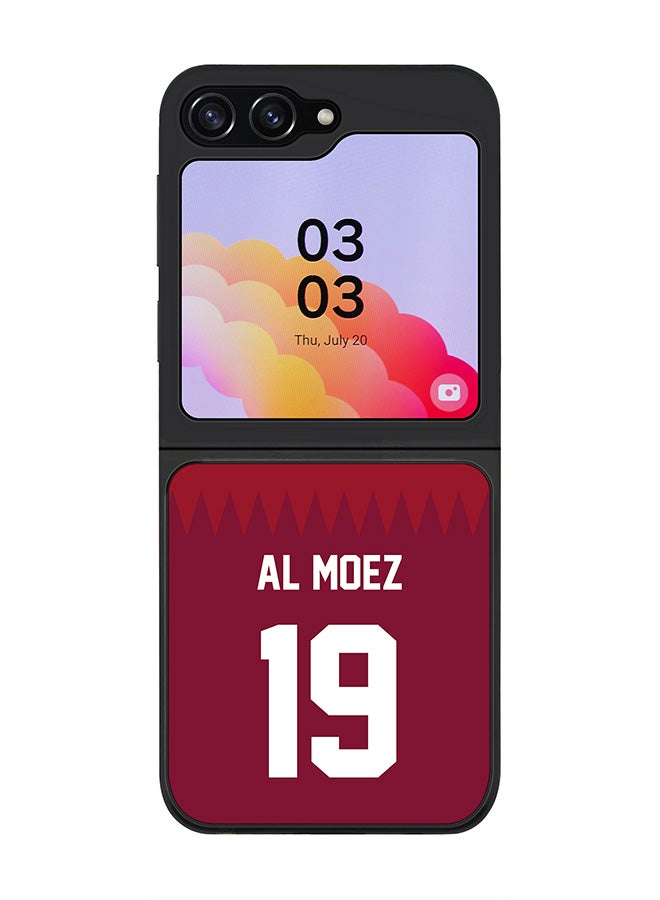 Stylizedd Rugged Black edge case for Samsung Galaxy Z Flip5, Slim fit Soft Case Flexible Rubber Edges Anti Drop TPU Gel Thin Cover -  Football Team - Qatar, Player Name - Al Moez - Image 1