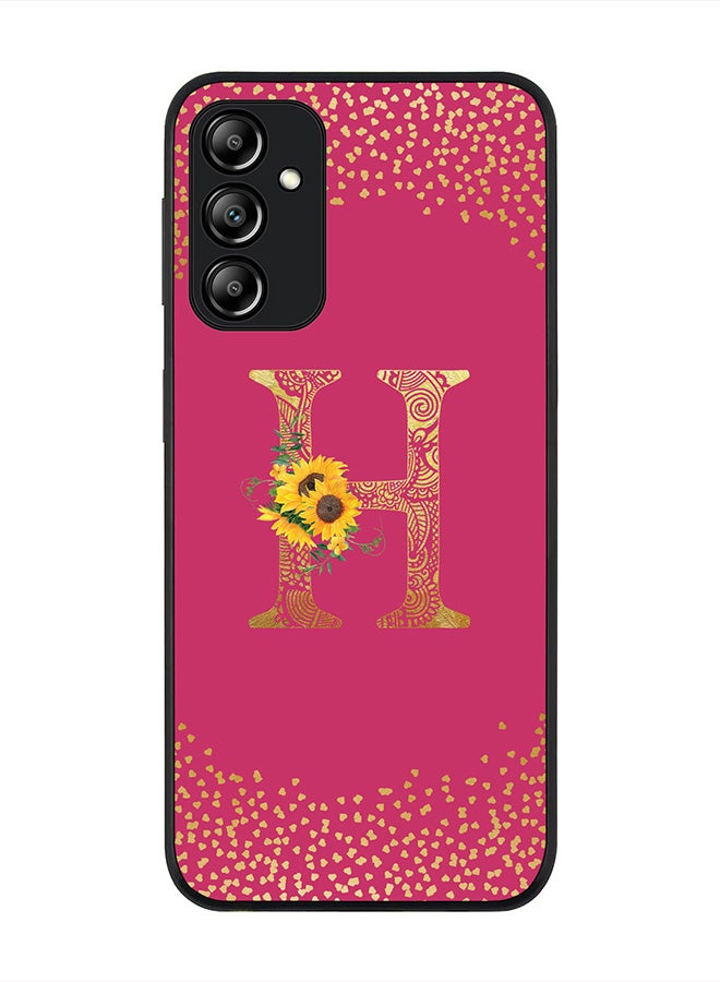 Stylizedd Cover for Samsung Galaxy A24 4G, Rugged Black Slim fit Phone Cases   - Custom Monogram Initial Letter Mandala Floral Pattern Alphabet-H (Dark Pink Rose) - Image 1