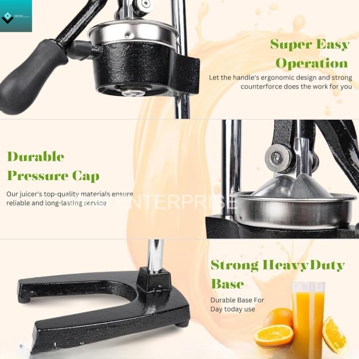 MVM Enterprise Hand Press Juicer Heavy Duty Stainless Steel Citrus Manual Juicer and Orange Squeezer juicer Lemon Orange Fruit Squeezer Perfect For Kitchen home pack of 1 - Image 4