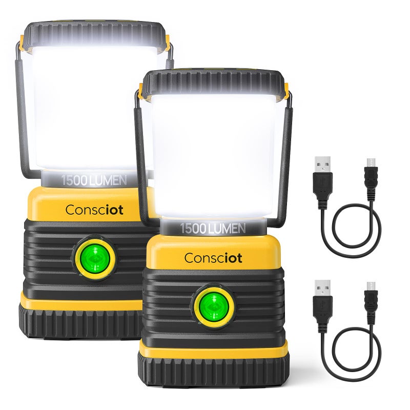 Consciot LED Camping Lantern Consciot C02 USBC Rechargeable Camping Lights 1500LM 5 Light Modes Up to 100H Run Time IPX4 Waterproof Dimmable Tent Lights for Power Outages - Image 2
