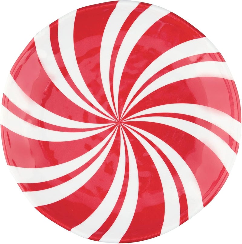 UPware Peppermint Melamine Round Dessert Plates Small Serving Plates Christmas Decorations for Appetizer Snacks and Side Dishes Red 6 Inch Set of 4 - Image 3