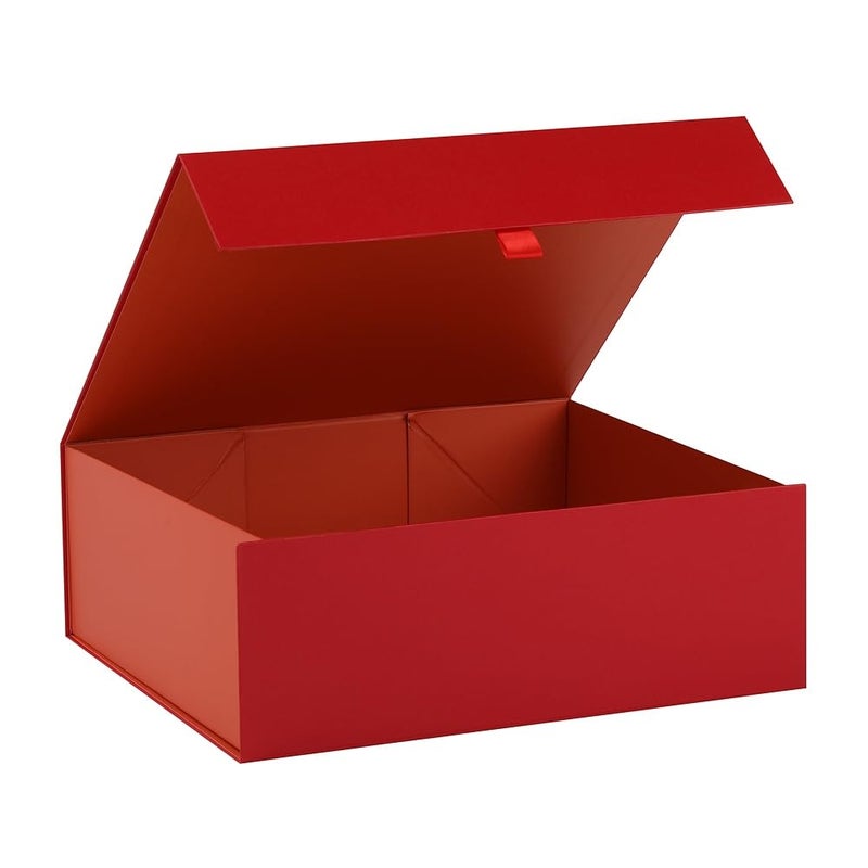 PLINJOY Large Gift Box 13.5x11.8x4.7 Inches, Red Gift Boxes for Presents with Magnetic Closure Lid, Luxury Gift Box Rectangle Collapsible Boxes for Gift Packaging - Image 1