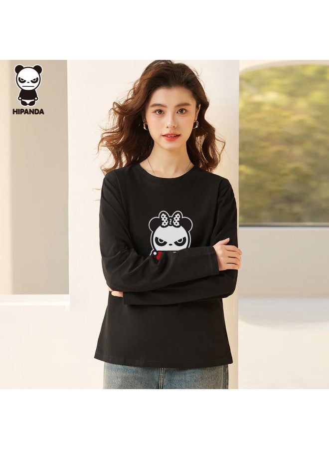 Hipanda Women's Long Sleeve T-shirt Cotton Soft Comfortable Breathable Printed Casual Fashion Versatile Black M - Image 5