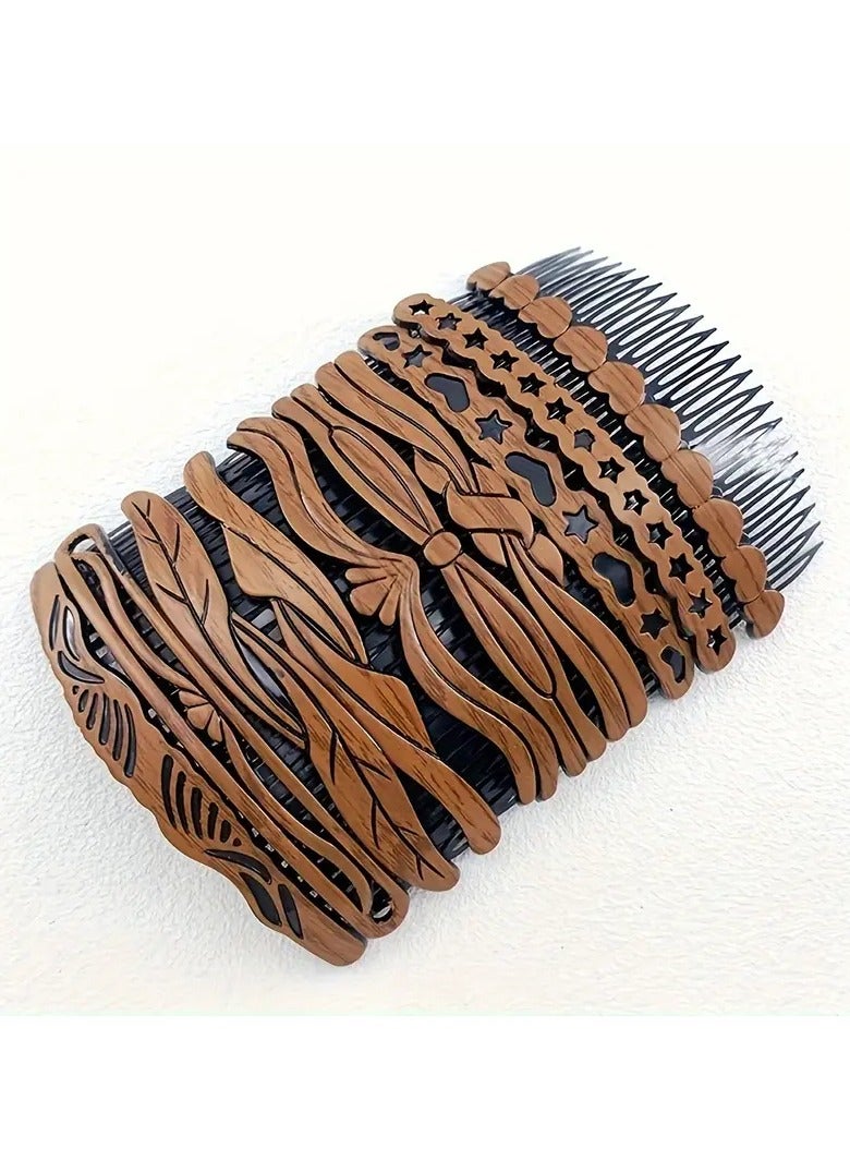 Rozino 2pcs Vintage Wooden Hair Side Comb Hair Styling Insert Comb Wide - Image 5