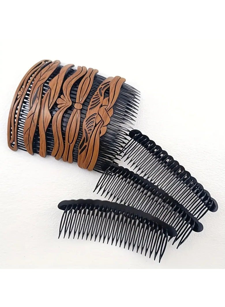 Rozino 2pcs Vintage Wooden Hair Side Comb Hair Styling Insert Comb Wide - Image 3