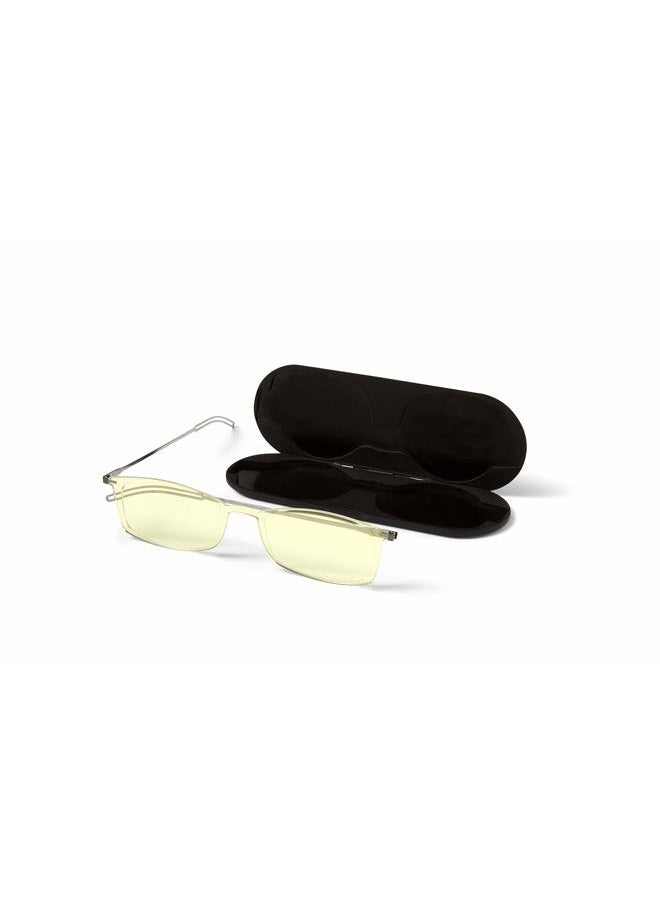 ThinOptics Milano Aluminum Case + Frontpage Brooklyn Rectangular Reading Glasses, Clear Frames/Silver Case, +0.00 - Image 2