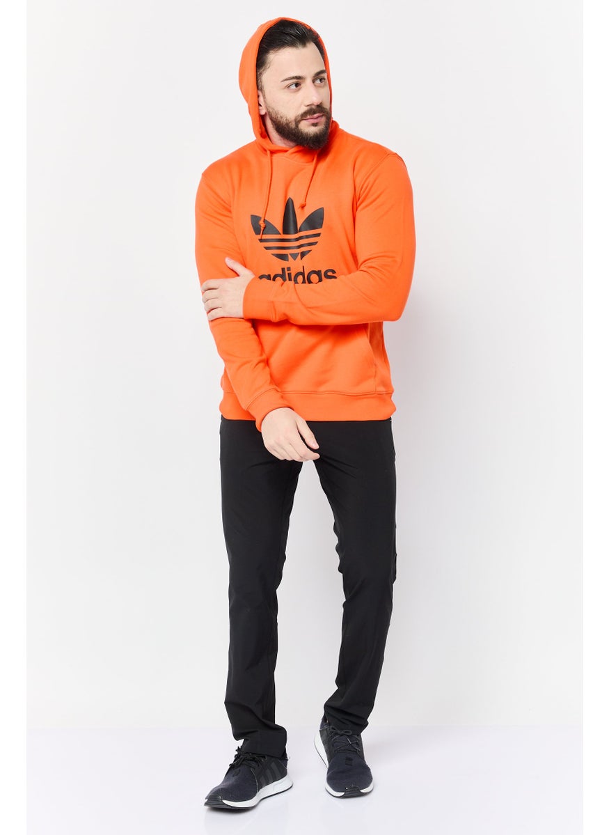 adidas Originals - Men Sportswear Fit Long Sleeve Outdoor Trefoil Hoodie, Orange - Image 1
