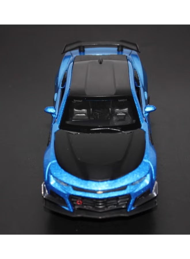 Die-Cast Metal 1:32 Scale Simulation of (Chevrolet Camaro) with Openable Doors and Pull Back Action, Lights And Music (BLUE) - Image 3