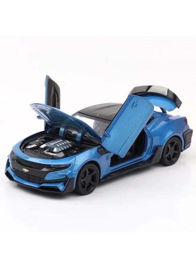 Die-Cast Metal 1:32 Scale Simulation of (Chevrolet Camaro) with Openable Doors and Pull Back Action, Lights And Music (BLUE) - Image 2