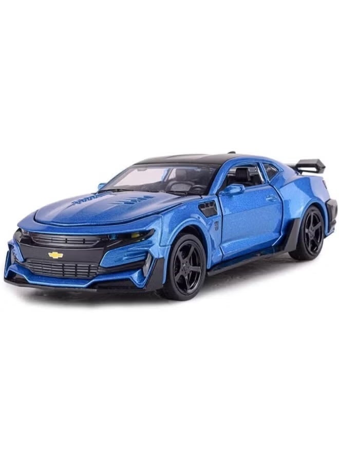 Die-Cast Metal 1:32 Scale Simulation of (Chevrolet Camaro) with Openable Doors and Pull Back Action, Lights And Music (BLUE) - Image 1