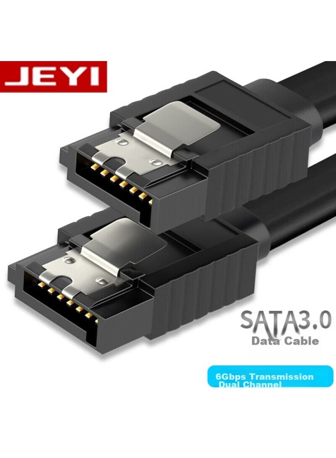 JEYI كابل بيانات القرص الصلب عالي السرعة Sata 3.0 من Jeyi، كابل اتصال للقرص الصلب الصلب والميكانيكي، كابل تحويل مزدوج القناة لمحرك الأقراص البصرية مع موصلين مستقيمين، 40 سم - Image 1