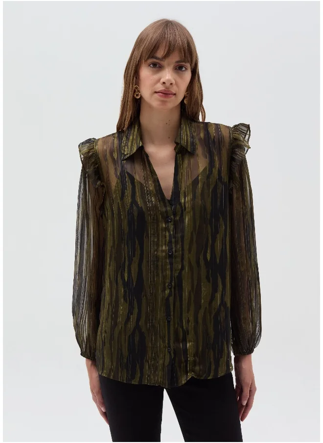 Ovs Semi-sheer camouflage blouse with lurex