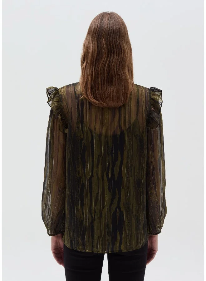 Ovs  Semi-sheer camouflage blouse with lurex for Women | Best Price UAE