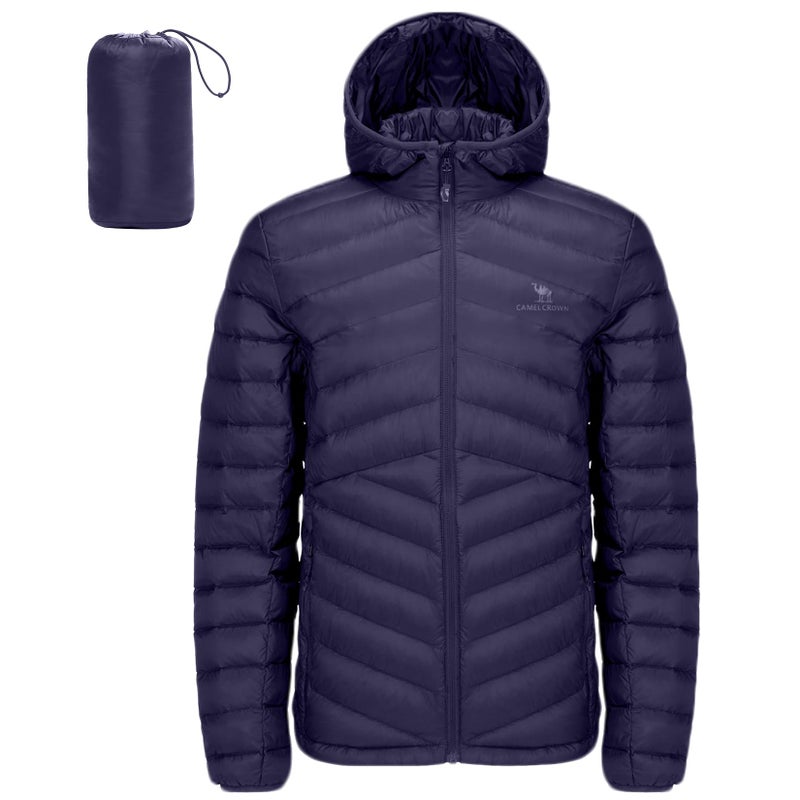 CAMEL CROWN Men Packable Down Jacket Hooded Lightweight Puffer Insulated Coat for Travel Outdoor Hiking - Image 1