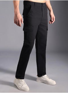 HIGH STAR Men’s Straight Fit Black Cargo Trousers – Trendy and Functional  - Image 2