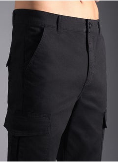 HIGH STAR Men’s Straight Fit Black Cargo Trousers – Trendy and Functional  - Image 3