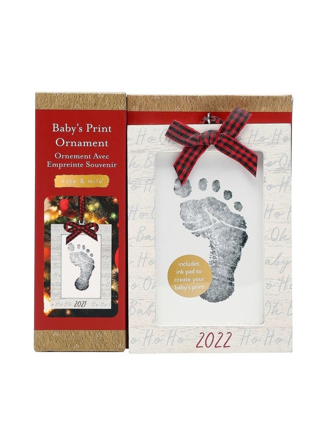 Kate & Milo DIY Personalized Baby's Handprint or Footprint Christmas Round Ornament, No Bake Baby Holiday Craft, White - Image 4