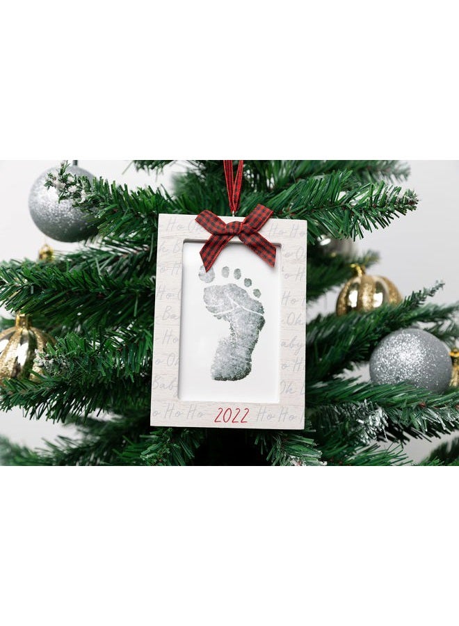 Kate & Milo DIY Personalized Baby's Handprint or Footprint Christmas Round Ornament, No Bake Baby Holiday Craft, White - Image 3
