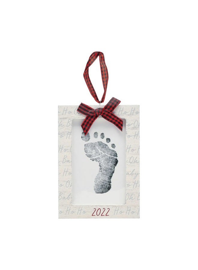 Kate & Milo DIY Personalized Baby's Handprint or Footprint Christmas Round Ornament, No Bake Baby Holiday Craft, White - Image 1