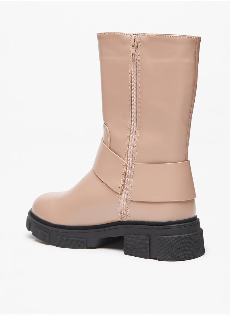 Flora Bella By Shoexpress - Women Buckle Detail Boots with Block Heels and Zip Closure - Image 1