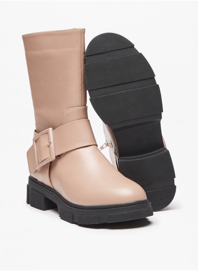 Flora Bella By Shoexpress - Women Buckle Detail Boots with Block Heels and Zip Closure - Image 1