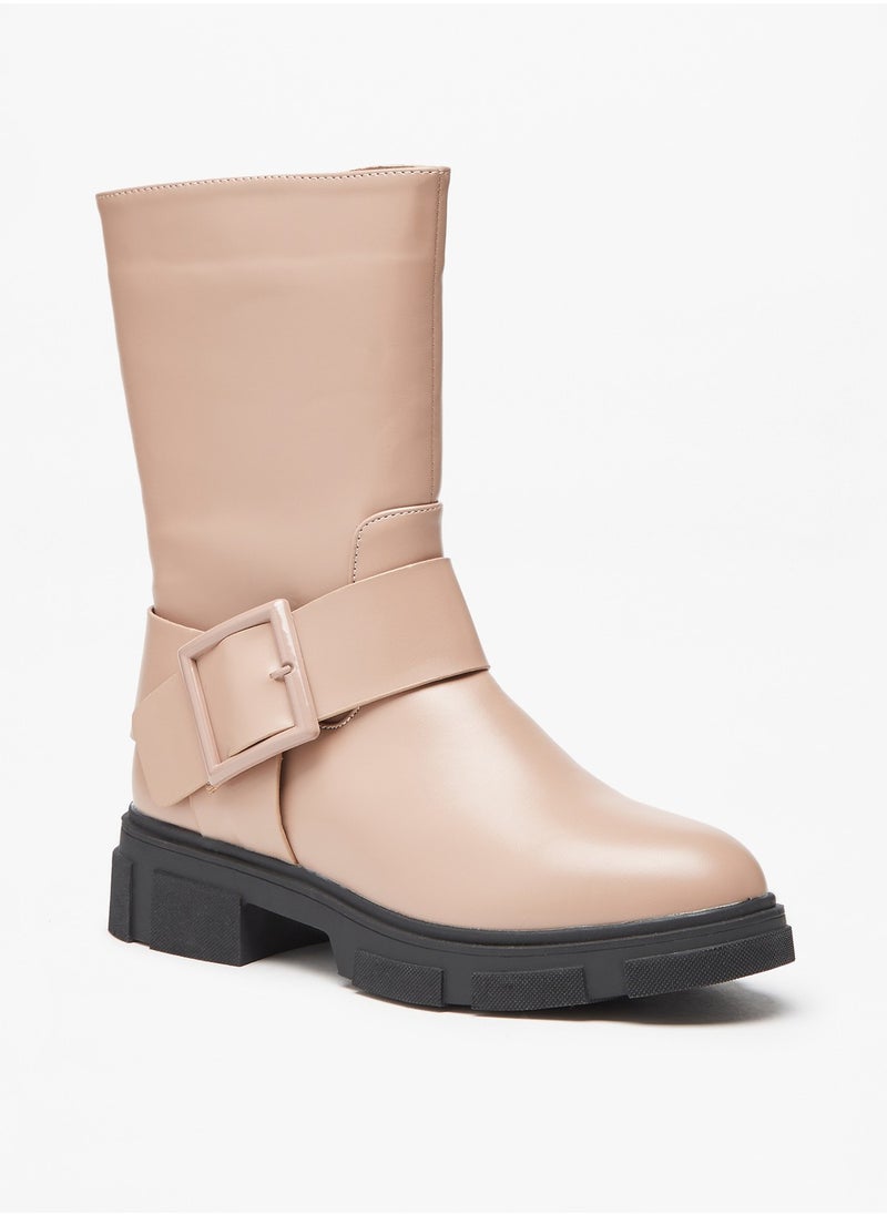 Flora Bella By Shoexpress - Women Buckle Detail Boots with Block Heels and Zip Closure - Image 1
