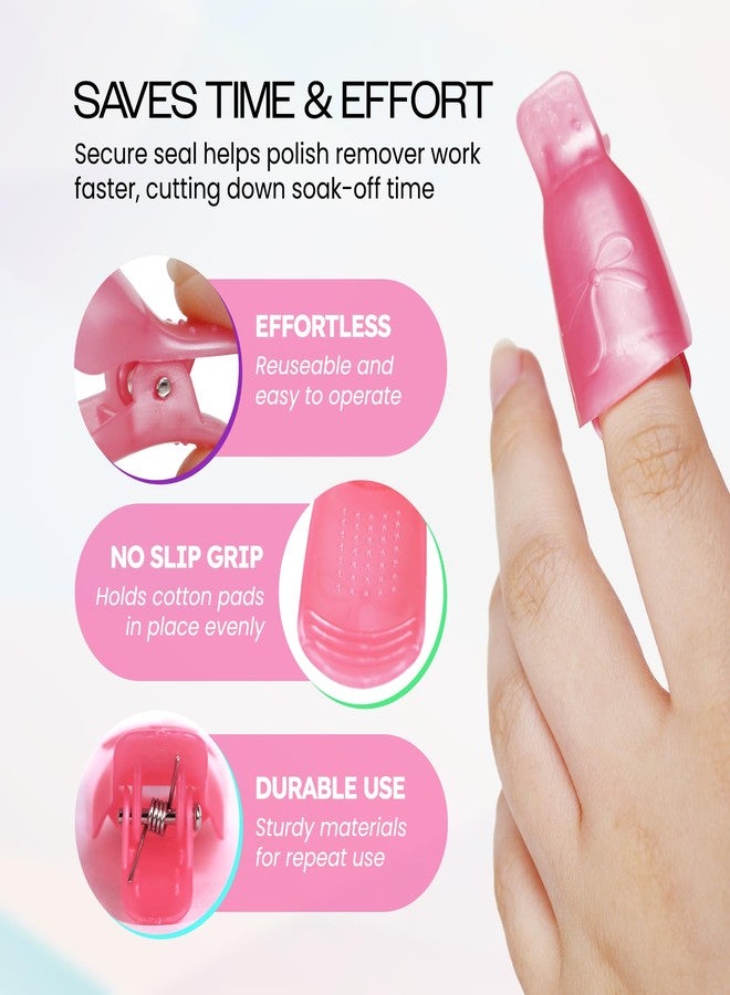 Pana 20 Pieces PINK Reusable Acrylic Nail Soak Treatment UV Gel Polish Remover Clip Cap Manicure Tool - Image 2