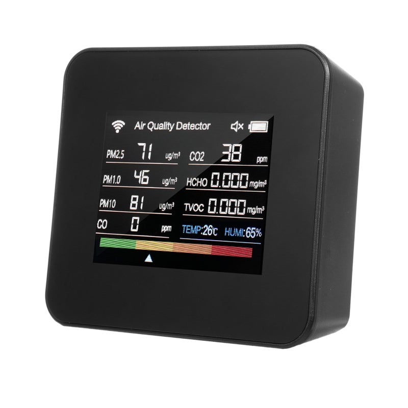 14-in-1 Indoor Air Quality Monitor Tuya WiFi Air Quality Detector Detects CO₂ CO TVOC HCHO Temperature and Humidity PM2.5 PM1.0 PM10 2.8inch TFT Color Display Support Cellphone APP Control with Time - Image 1