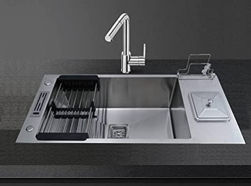 ARQUIN double bowl kitchen sink 37 x 18 x 10 Dustbin With Tap Hole - Image 2