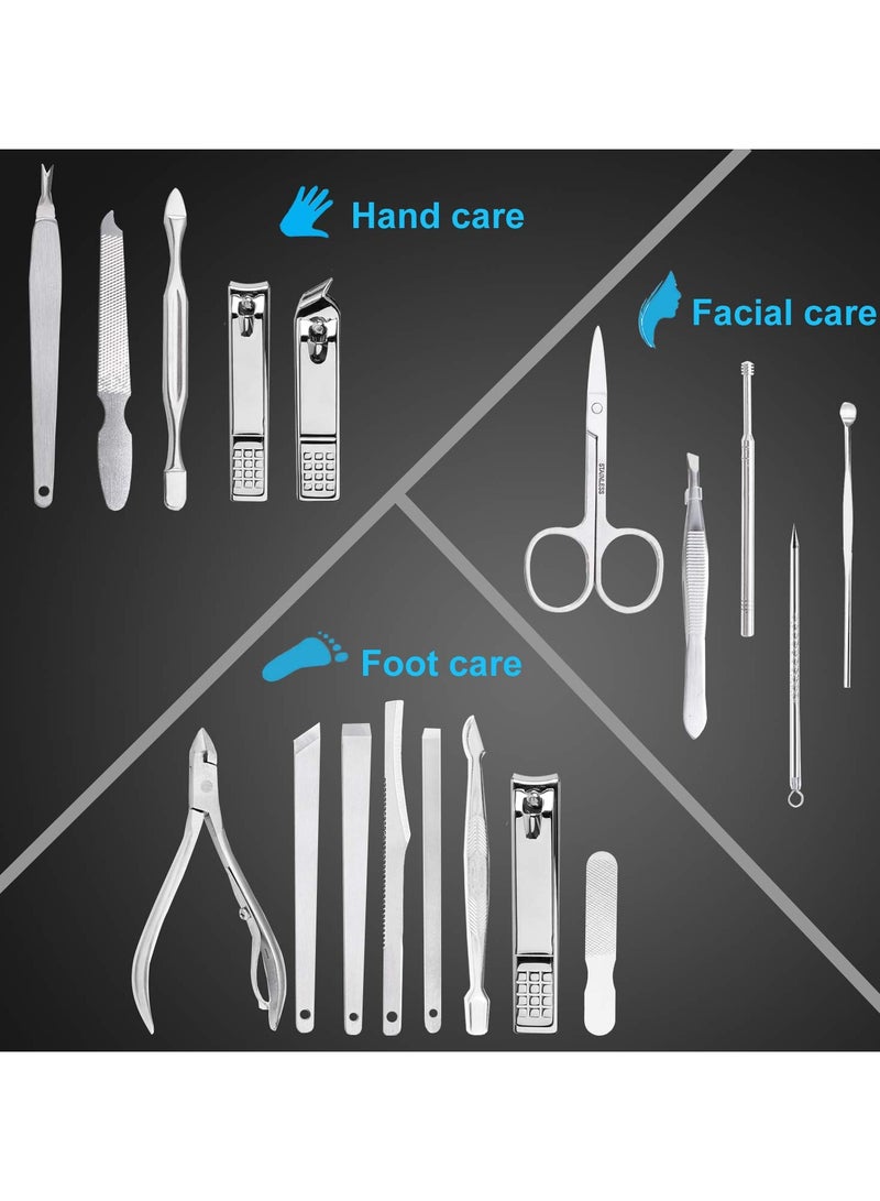 عام مجموعة عناية بالأظافر والأقدام - 18 قطعة من مجموعة عناية بالأظافر والأقدام من الفولاذ المقاوم للصدأ، مجموعة جمال محترفة، أدوات عناية بالأظافر مع حقيبة سفر فاخرة باللون الأسود - Image 3