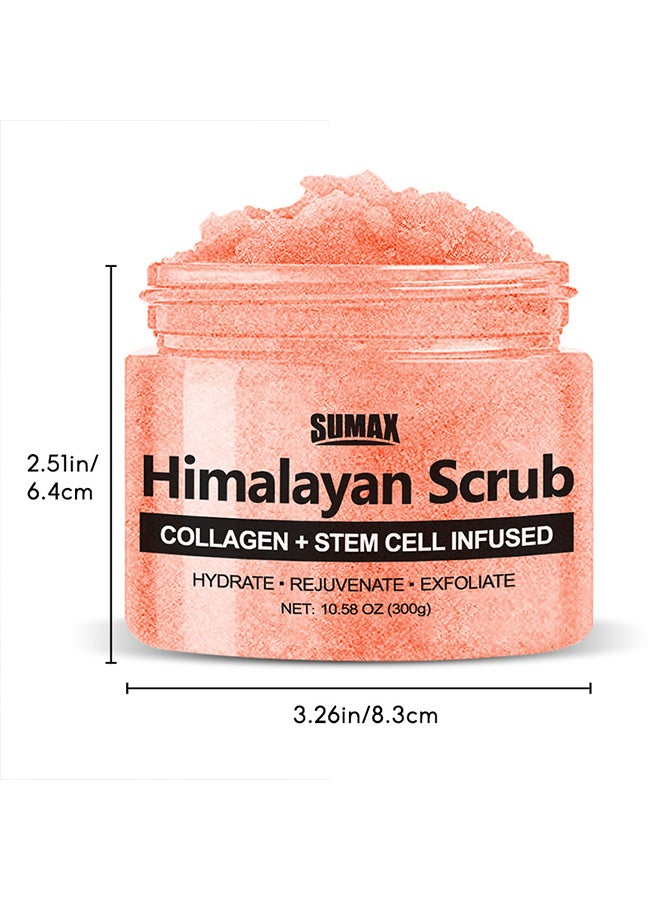 SUMAX Himalayan Salt Body Scrub - Moisturizing and Exfoliating Scrub for Body, Face, Hands, Feet - Fights Stretch Marks, Fine Lines, Wrinkles - Great Gift for Women and Men - 10.58OZ - Image 1