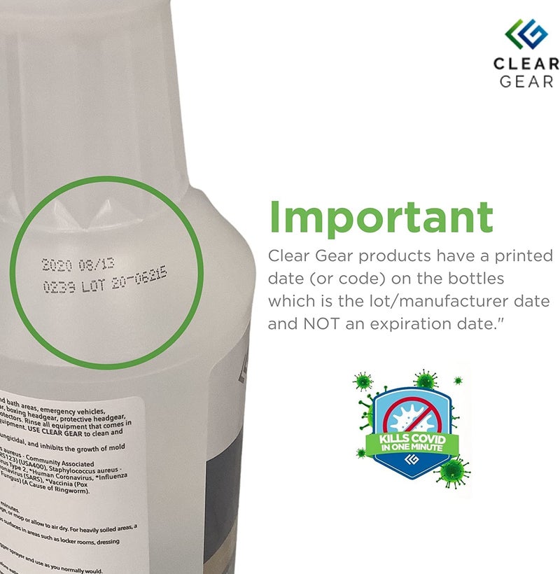 Clear Gear Disinfectant Cleaner, and Deodorizer For Sports Equipment, Gyms, and Fitness Centers - EPA-Registered, Hospital Grade, Made in USA - 1-Pack of 32 Oz Bottle Disinfecting Spray - Image 2