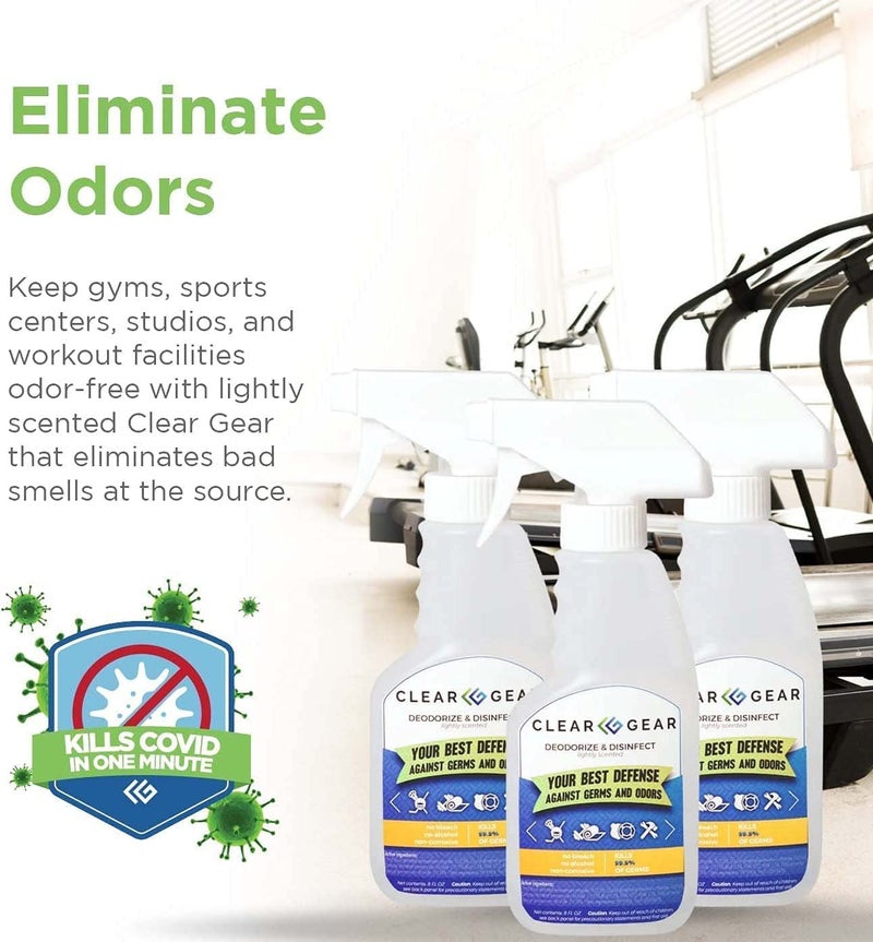 Clear Gear Disinfectant Cleaner, and Deodorizer For Sports Equipment, Gyms, and Fitness Centers - EPA-Registered, Hospital Grade, Made in USA - 1-Pack of 32 Oz Bottle Disinfecting Spray - Image 4