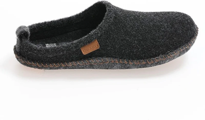 Gezer Men's Black Silent Sole Felt Slippers