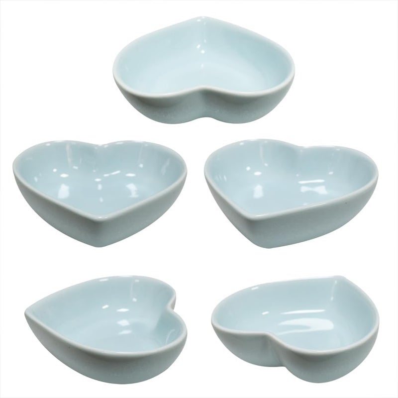Lotatheta One for each 7 Colors Soy Sauce Dish Heart Shaped Porcelain Ceramic Dip Dipping Bowls 165 oz for Dinner Baking BBQ and Cooking Total 7 pcs - Image 3