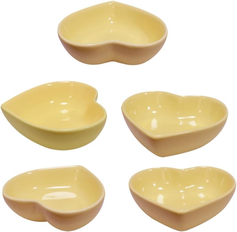 Lotatheta One for each 7 Colors Soy Sauce Dish Heart Shaped Porcelain Ceramic Dip Dipping Bowls 165 oz for Dinner Baking BBQ and Cooking Total 7 pcs - Image 2