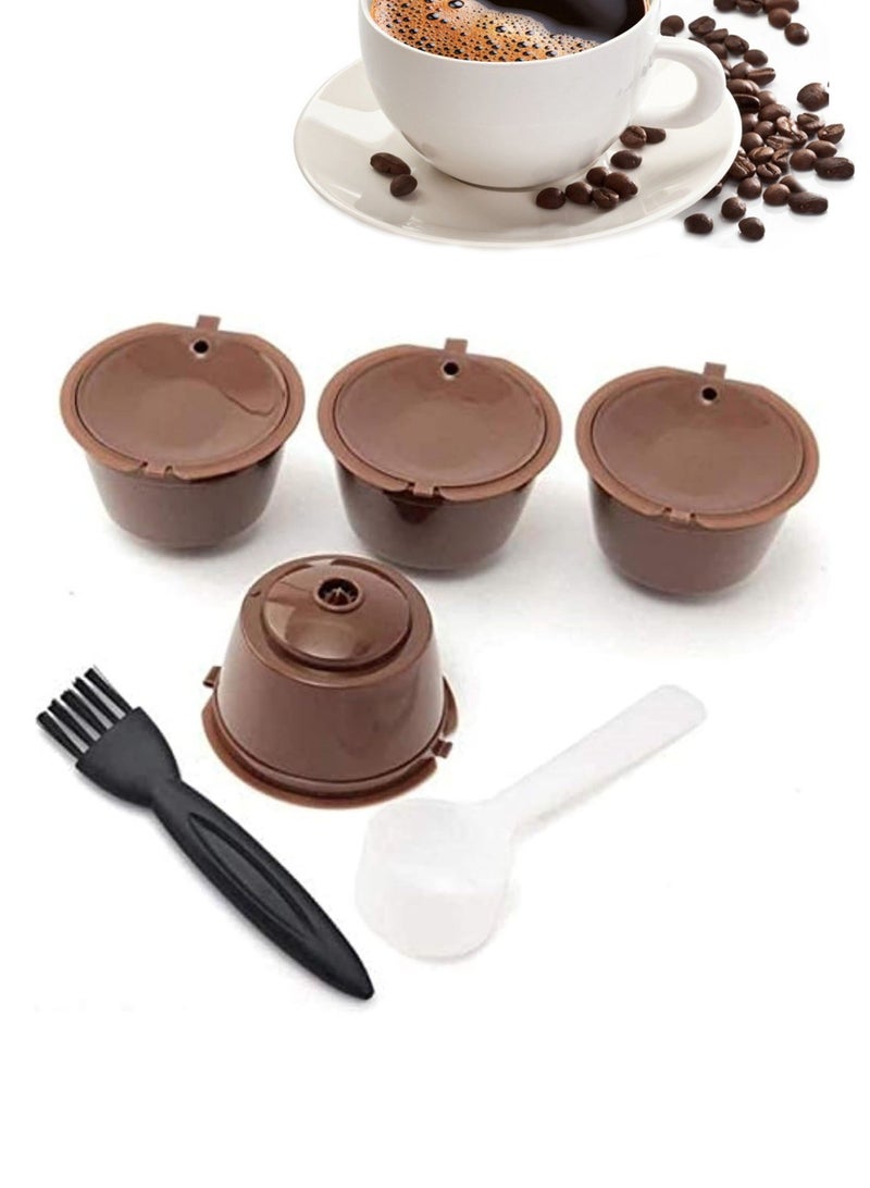 بيوينتي كبسولات القهوة القابلة لإعادة الاستخدام 4PCS كوب تصفية كبسولة لآلة دولتشي غوستو مع ملعقة وفرشاة - Image 1