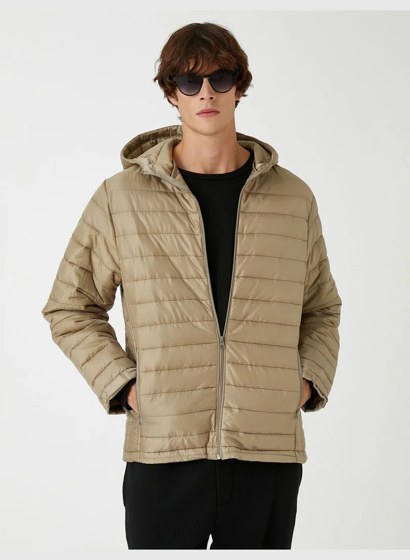 كوتون Hooded Puffer Coat Pocket Detailed
